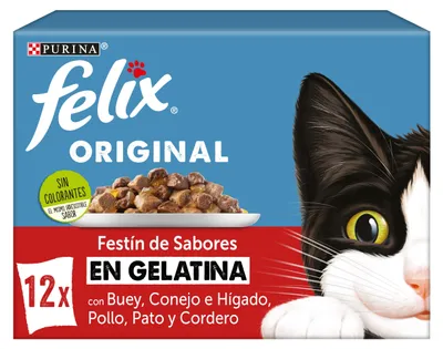 Productafbeelding van PURINA FELIX, gelatinevoeding, natvoer voor katten, volwassen katten, diverse vleessmaken, 6 porties