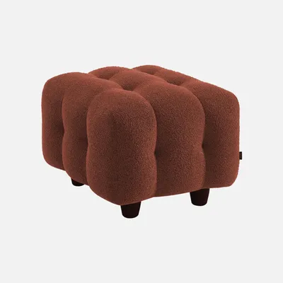 Produktbild von sweeek - Sitzhocker Fußhocker mit strukturiertem Bouclébezug für 2-Sitzer Sofa Leon  - Terrakotta