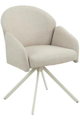 Produktbild von Hela Tische, 1er Pack Armlehnstuhl Holly 360° drehbar, Bezug Webstoff Beige, Ovalrohr-Metallgestell Beige, KOMFORT-RÜCKEN swing back, 120kg belastbar