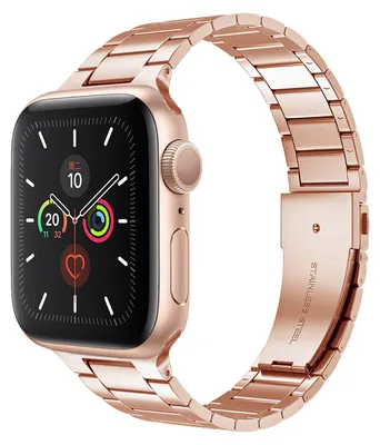 Produktbild von By Qubix Edelstahl-Gliederarmband - Champagne Gold - Geeignet für Apple Watch 44 mm / 45 mm / 46 mm / 49 mm