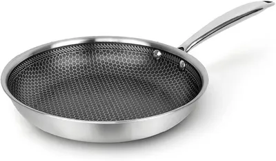 Produktbild von Qulinart Edelstahl Bratpfanne mit Antihaftbeschichtung und Wabenstruktur - 24cm