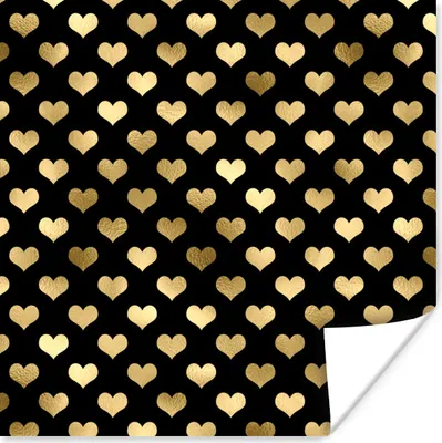 Produktbild von MuchoWow® Poster Muster - Herz - Gold 75x75 cm - Wand Dekoration