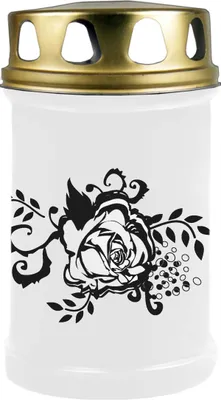 Produktbild von Grabkerze Weiß, Brenndauer: 48 Stunden, Motiv: Rose