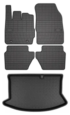 Zdjęcie produktu dla Dywaniki gumowe + mata bagażnika do Ford Fiesta MK7 2008-2011 (standardowy bagażnik) – czarne, dopasowane – Wielganizator SolidPRO