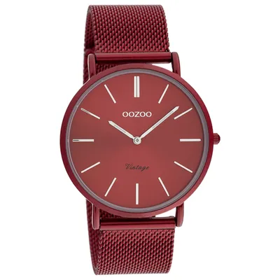 Produktbild von Oozoo Armbanduhr rot burgund Edelstahl Vintage Series Damen Analog-Quarzuhr UOC20001