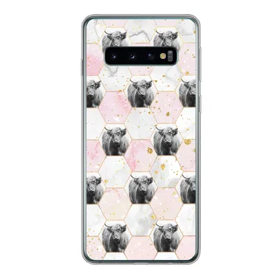 Produktbild von MuchoWow® Handyhülle Schutzhülle Hülle für Samsung Galaxy S10 Schottischer Highlander - Muster - Gold Silikon Softcase Handy Hülle - Handytasche