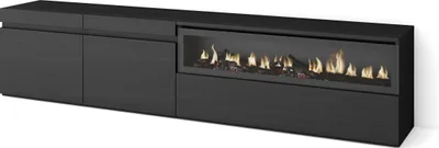 Image de COZY Meuble TV, Banc Télé, 200x35x45cm, Pour les TV jusqu'à 80", Cheminée électrique, Noir