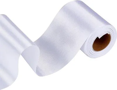 Produktbild von 20m x10cm Satinband Polyester weiß Geschenkverpackung