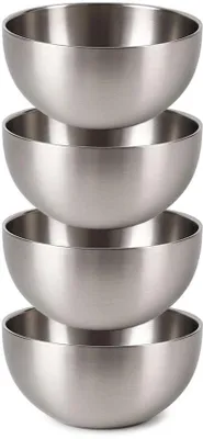 Productafbeelding van Keukenkommen set - Mini snackkommen voor olijven, pinda's en sauzen - Roestvrij staal, 12 cm