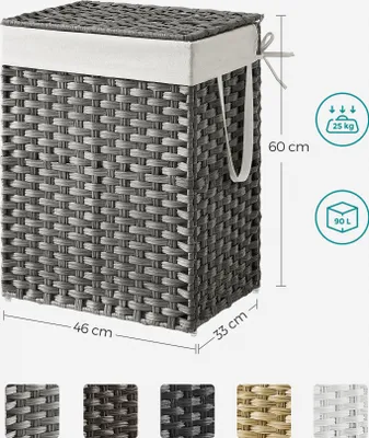 Produktbild von SONGMICS Wäschekorb, mit Griffen, faltbar, Wäschesack herausnehmbar, 90 L