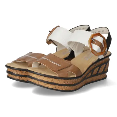 Productafbeelding van Rieker dames sandalen, sleehak, model 68176-64, maat: 40 EU, kleur: beige