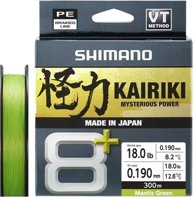Produktbild von SHIMANO Kairiki 8+, 300m, 0,19mm, 12.8kg / 18lbs, grün, 8-fach Geflochtene Schnüre