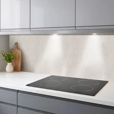 Produktbild von Küchenrückwand Marmor Creme Beige monolithische ABS-Platte mit Direktdruck, formstabil und langlebig