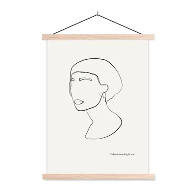 Produktbild von MuchoWow® Textilposter Text - Frauen - Strichzeichnungen - Zitate 40x53 cm mit holzfarbenen Rahmen - Schlafzimmer
