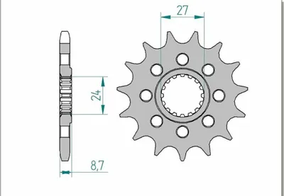 Produktbild von AFAM Stahl Standard Ritzel vorne - 525