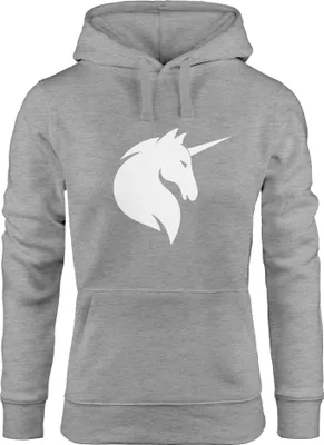 Produktbild von Hoodie Damen Einhorn Unicorn Sweatshirt Kapuze Kapuzenpullover Moonworks® grau L