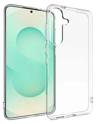 A clear TPU silicone phone case is shown next to a smartphone.