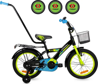 Produktbild von Kinderfahrrad - 16 Zoll - Schwarz und Grün - für 4-6 Jahre - mit Dual-Pivot-Vorderradbremse - mit Gepäckträger - Jugendfahrrad