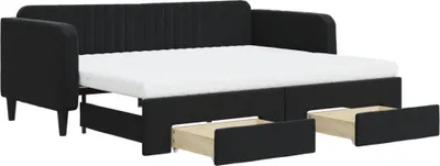 Obrázek produktu pro vidaXL Rozkládací postel se zásuvkami černá 90x200 cm Velvet