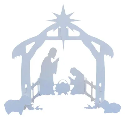 Weihnachtskrippe Outdoor, PP, Weiß, 44x27x50 cm, 140 g