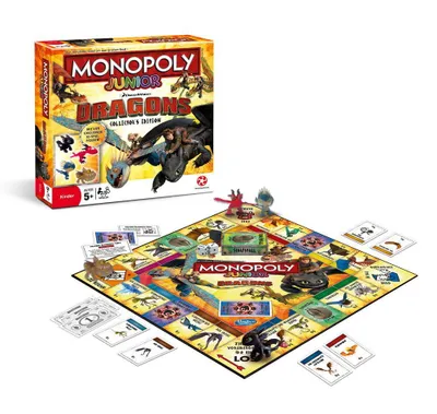 Produktbild von Monopoly Junior Dragons mit 4 exklusiven 3D-Spielfiguren