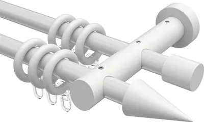 Produktbild von Interdeco Gardinenstange / Vorhangstange Weiß, Typ Talena Siveo (Kegel), 20 mm Ø 2-läufig, 540 cm