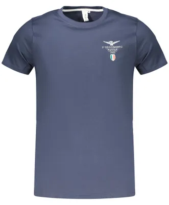 Produktbild von Herren Kurzarm T-Shirt Blau mit Logo und Rundhalsausschnitt