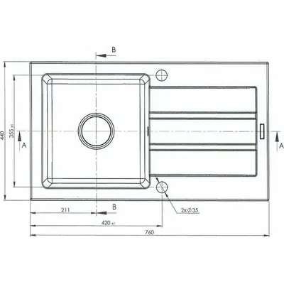 Immagine prodotto di Waschbecken MAIDSINKS Promo 76x44 1B 1D schwarz