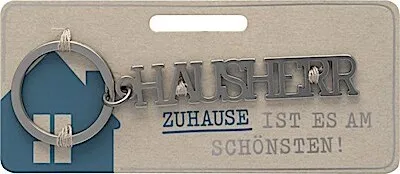 Produktbild von Sheepworld, Gruss und Co - 47040 - Schlüsselanhänger, Hausherr, Metall, Größe mit Schlüsselring: 9,6cm x 3cm, Farbe: Silber