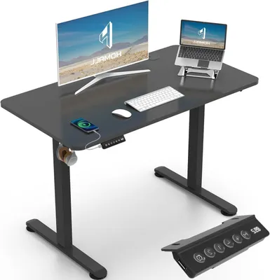 Productafbeelding van Elektrisch Bureau - Statafel - Thuiswerken - In hoogte verstelbaar - 100 x 60 cm - Zwart