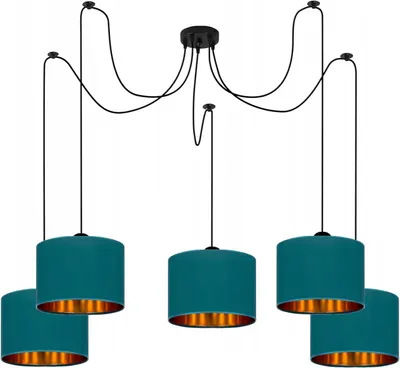 Produktbild von Deckenlampe Türkis Lampe Leuchte Vintage Modern E27 Designerlauchte 5-flammig N230-P5-T