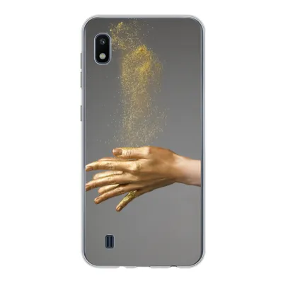 Produktbild von MuchoWow® Handyhülle Schutzhülle Hülle für Samsung Galaxy A10 Frau mit goldgefärbten Händen und einer Glitzerwolke Silikon Softcase Handy Hülle - Schutzhülle
