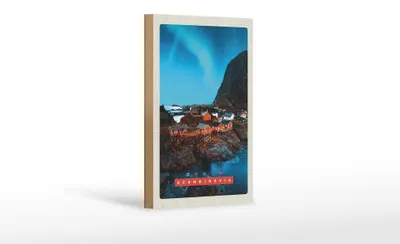 Produktbild von Holzschild Reise 12x18 cm Skandinavien Urlaub Meer Gebirge
