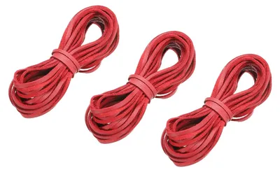 Lederkordel flach gestreift, 3 Stück, 2,6 mm, 5,47 Yards, rot
