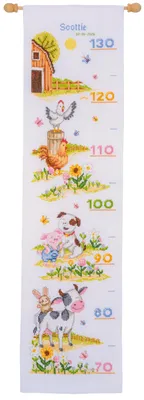 Produktbild von Vervaco Kreuzstich Stickpackung Messlatte "Bauernhoftiere", Zählmuster, 18x70cm