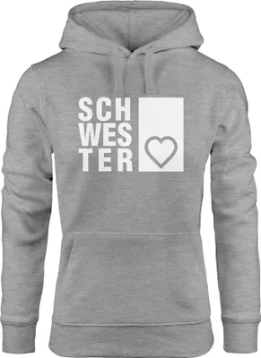 Produktbild von Hoodie Damen Schwesterherz Geschenk Schwester Kapuzenpullover Hoody Moonworks® grau L