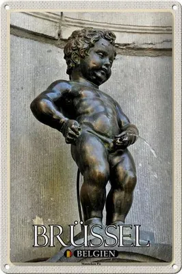 Produktbild von Blechschild Reise 20x30cm Brüssel Belgien Manneken Pis
