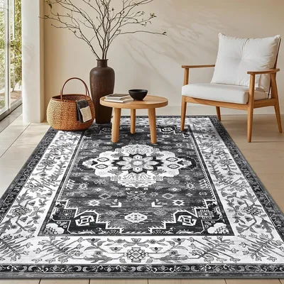 Produktbild von Teppich 120x180 cm, dunkelgrau, maschinenwaschbar, rutschfest, für Wohnzimmer