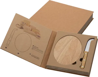 Produktbild von Käseset mit Holzbrettchen und Käsemesser