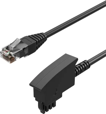 Produktbild von TAE-F Stecker auf RJ45 Stecker, VDSL Routerkabel, schwarz, 10,0m
