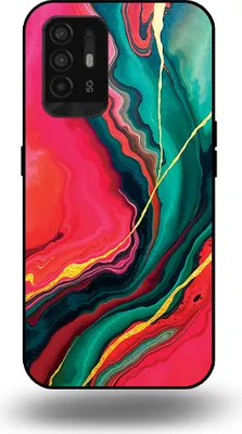Produktbild von Smartphonica Telefon Fall geeignet für OPPO A94 5G mit roten grünen Marmor Print - TPU Backcover Fall rot grünen Marmor Design