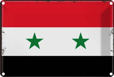 Produktbild von vianmo Blechschild 20x30 cm Syriens Syria Flagge Fahne Wappen