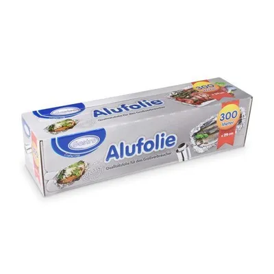 Produktbild von 1x Alufolie in praktischer Spenderbox mit Abreiss-Schiene 29 cm x 300 m 10,5 my