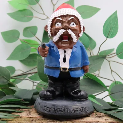 Image de Nain de jardin - Dis autre chose ! Drôle de statue de soldat guerrier, armée homme noir nain gangster, nouveauté en résine pour décoration intérieure et extérieure dans le jardin.