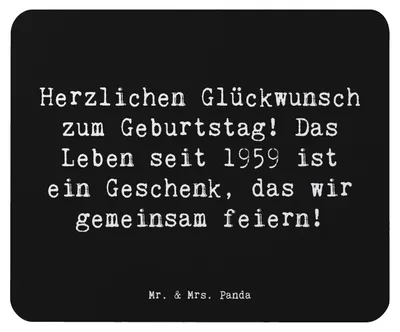 Produktbild von Mr. & Mrs. Panda Mousepad Spruch 1959 Geburtstag - Schwarz - Geschenk, Mouse Pad, pc, Jubiläum, Erinnerungen, feiern, Happy Birthday, Alter, Glückwunsch, besonderes Jahr