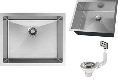 Produktbild von Granitan | Stahlspüle - Spülbecken 1-Kammer - 54x44x20 cm - Rechteckig - Silber - mit Siphon - Silvo