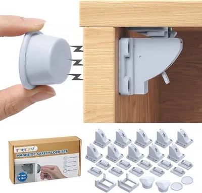 Productafbeelding van Magnetische Kindersloten - Kastsloten Lades - Babykamer Beveiligen - Onzichtbare Montage - 10 Sloten 2 Sleutels - Wit