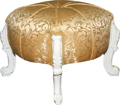 Produktbild von Casa Padrino Barock Sitzhocker -  Rundhocker - Gold Muster/ Weiß - Barock Möbel
