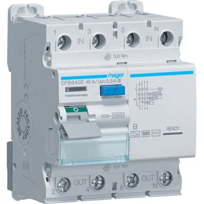 Produktbild von Hager FI-SCH. 3/N 10KA 40A 300MA B/S (CPB640E)