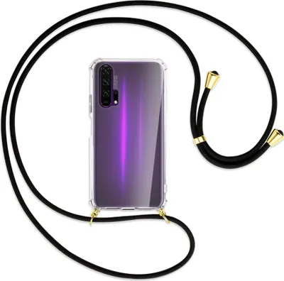 Produktbild von Handykette Backcover-Schutzhülle mit Band (Metall goldfarben) für Honor 20 Pro - schwarz